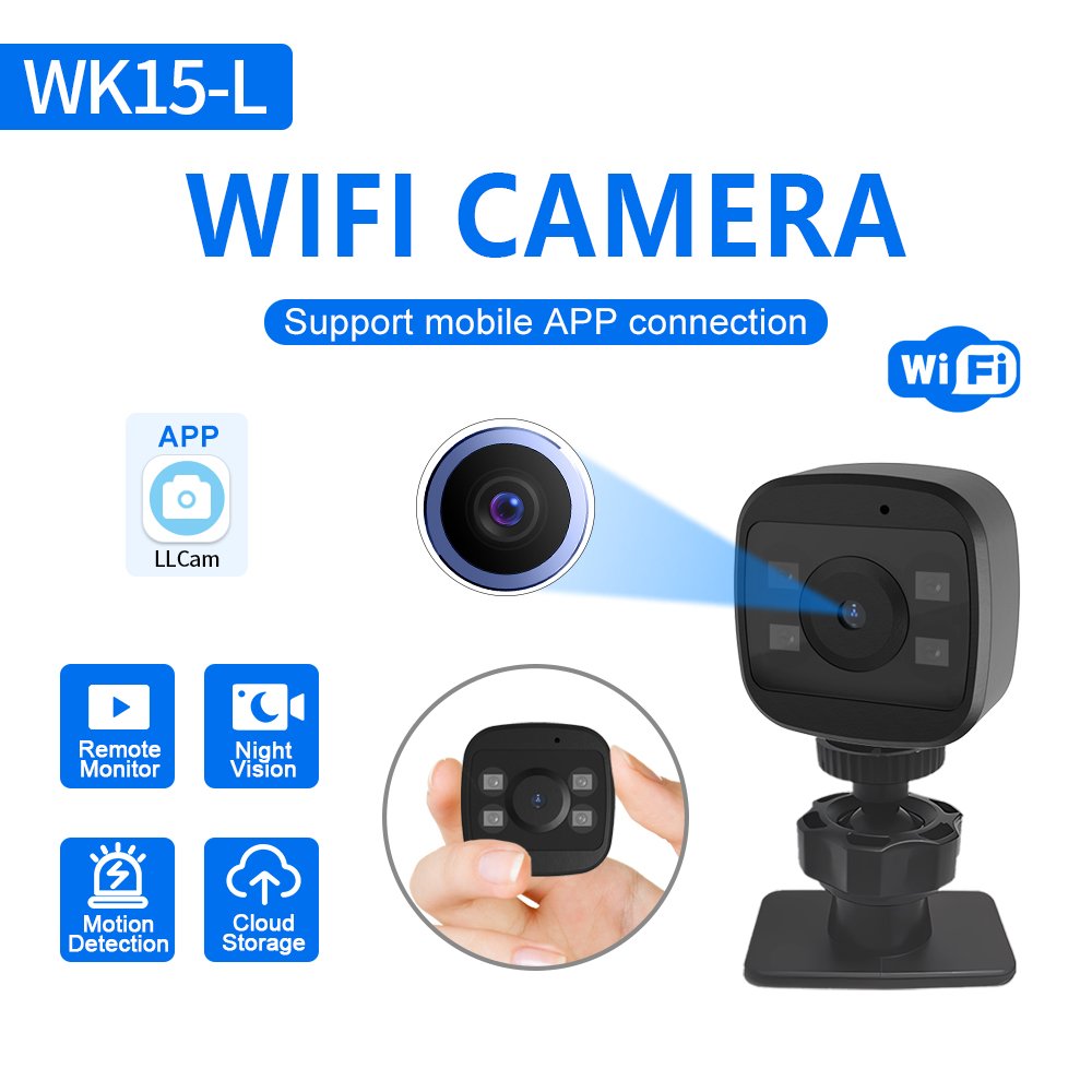 2024 New Style WK15 WiFi Mini Camera Video Recorder Support Wifi Remote Cloud Storage Security Cameras CCTV Mini Wifi Camera