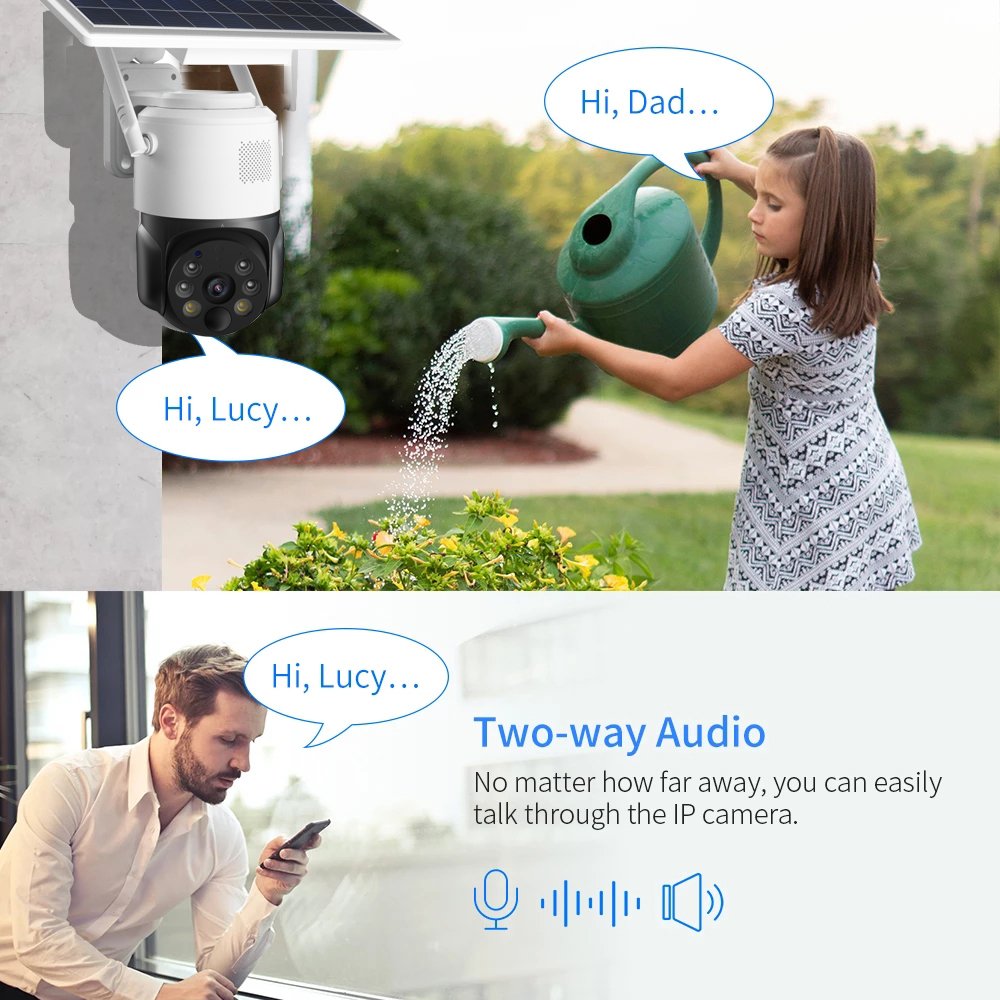 ShireStar Solar Battery WiFi PTZ IP Camera Works with Outdoor Color Night Vision 2-Way Audio Wireless CCTV Camera