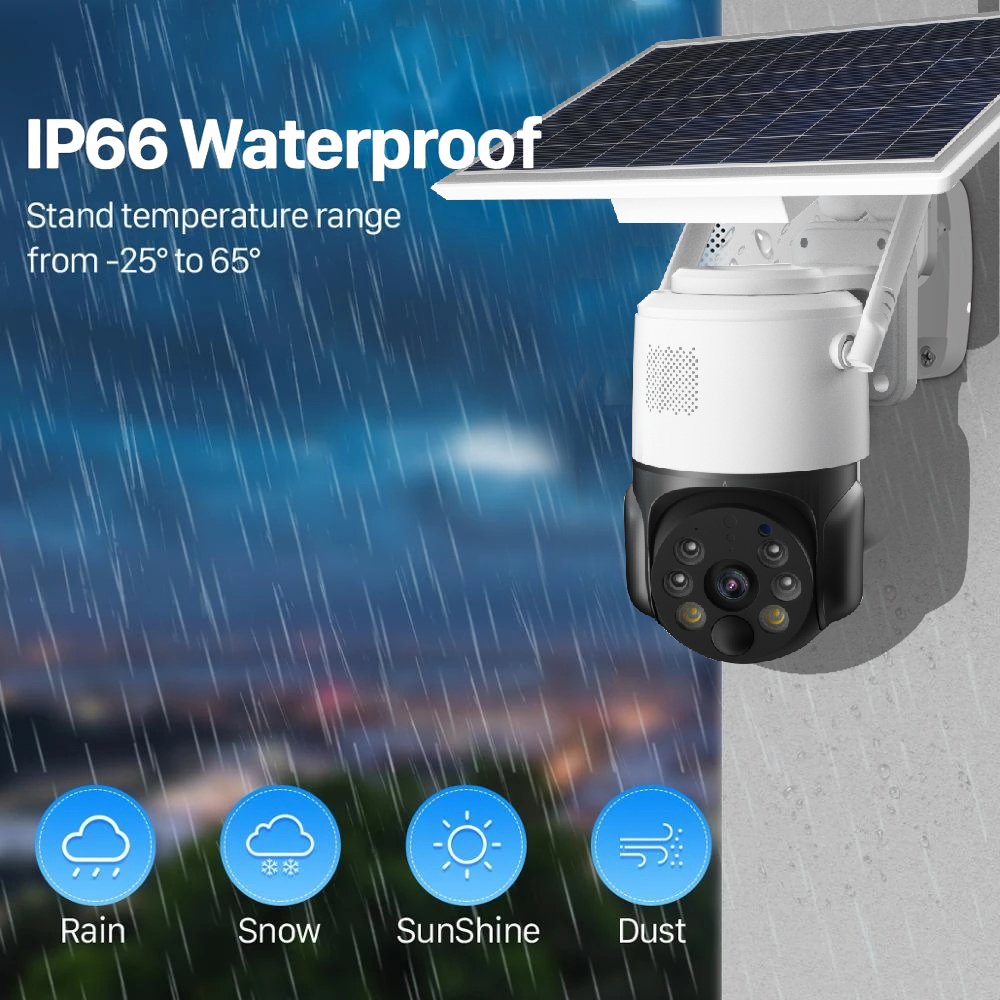 ShireStar Solar Battery WiFi PTZ IP Camera Works with Outdoor Color Night Vision 2-Way Audio Wireless CCTV Camera