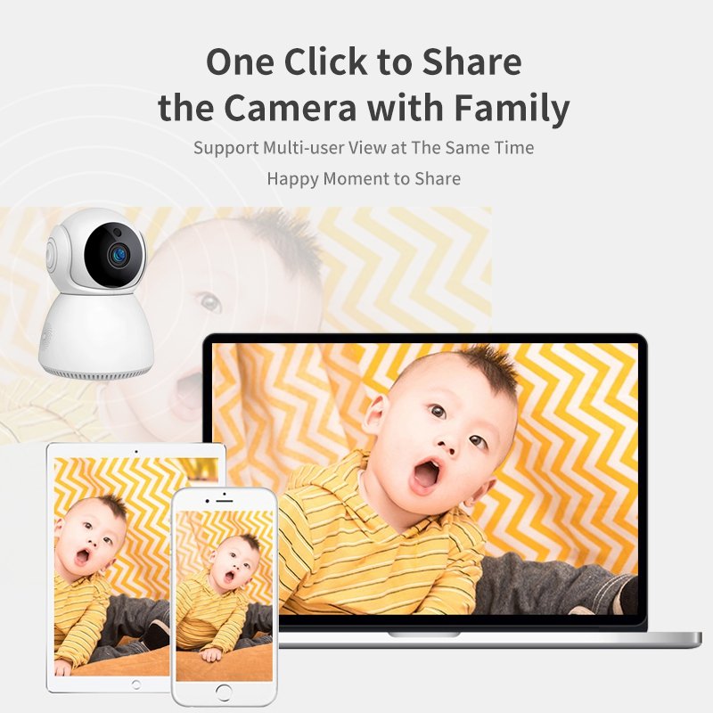 3MP Mini WiFi IP Camera 3MP Wireless Security Baby Monitor PTZ IP Camera with Two-Way Audio Built-In Mic Network Technology