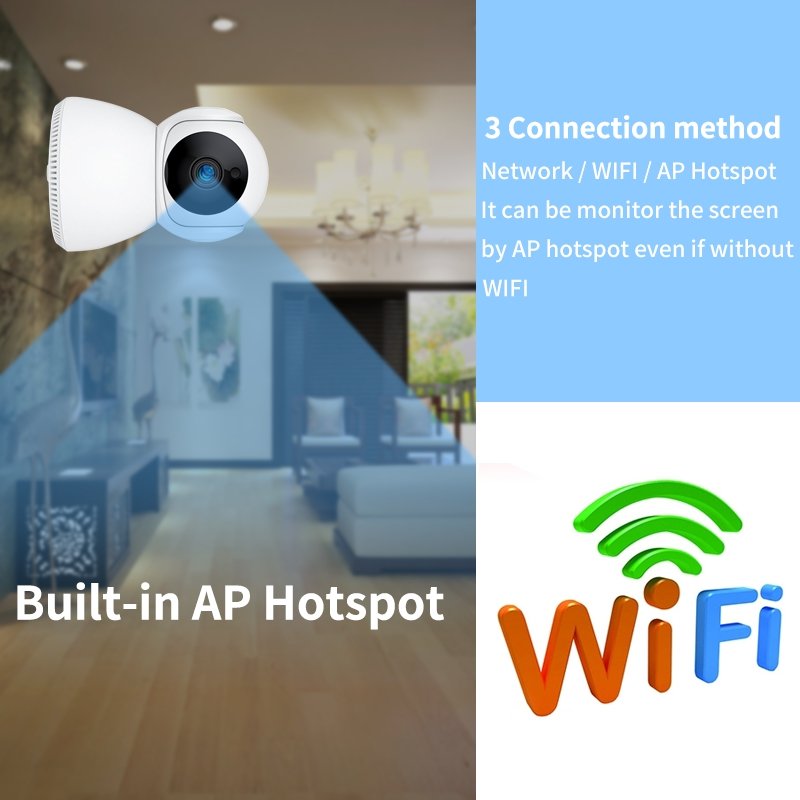 3MP Mini WiFi IP Camera 3MP Wireless Security Baby Monitor PTZ IP Camera with Two-Way Audio Built-In Mic Network Technology
