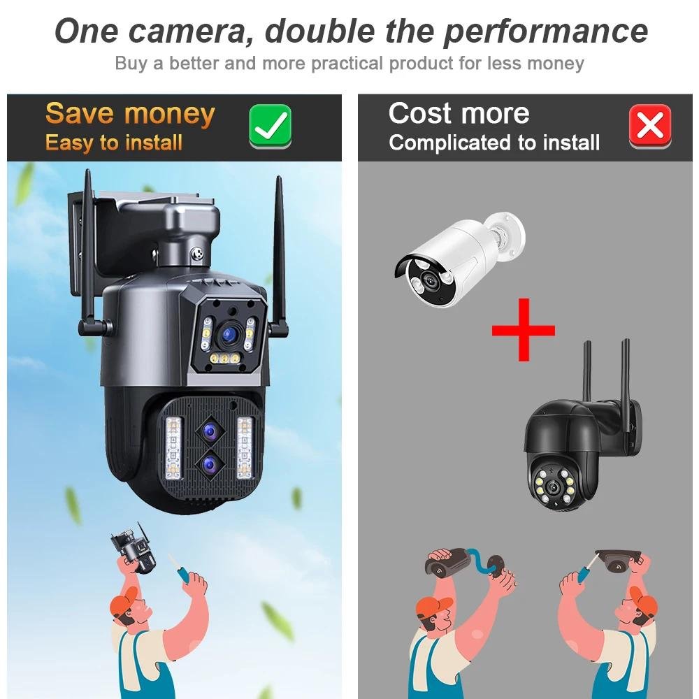 Regis 12MP 4K Outdoor 10X Optical Zoom Surveillance Cctv WIFI Security Camera Audio Ptz IP Three Lens Network Camera Security