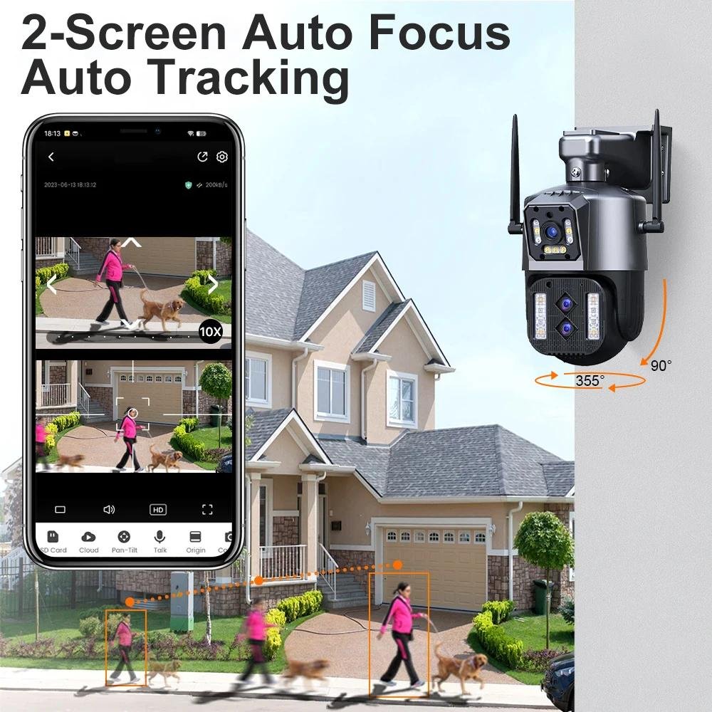 Regis 12MP 4K Outdoor 10X Optical Zoom Surveillance Cctv WIFI Security Camera Audio Ptz IP Three Lens Network Camera Security