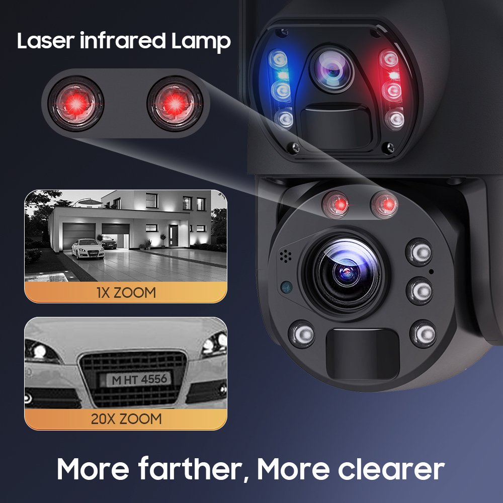 Wholesale New Laser Infrared Lamp 4G 6MP Dual Lens With 20X Zoom Security CCTV Camera Dual Lens Linkage Camera 4G Solar Camera