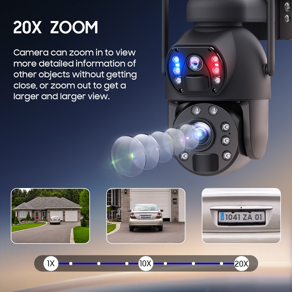 Wholesale New Laser Infrared Lamp 4G 6MP Dual Lens With 20X Zoom Security CCTV Camera Dual Lens Linkage Camera 4G Solar Camera