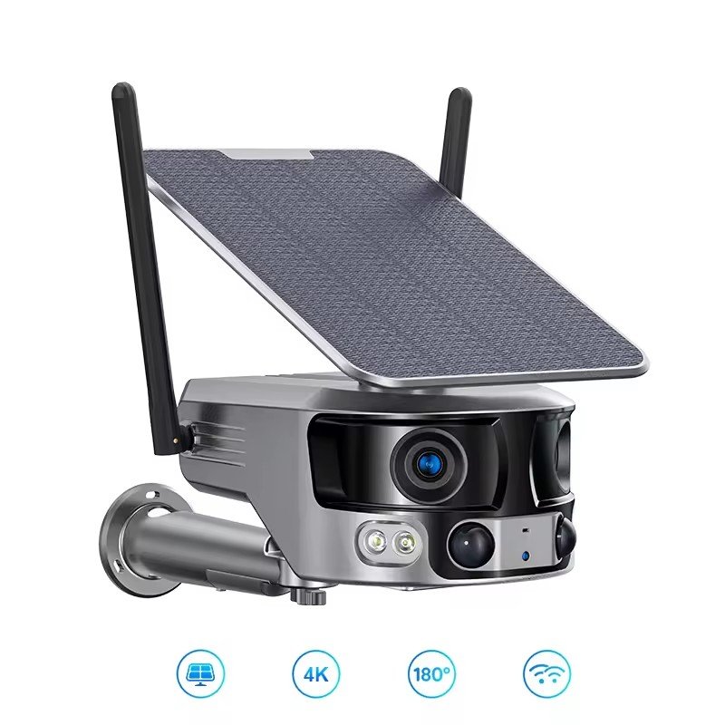 8MP Optical Zoom Ultra Wide View Angle Dual Lens IP WIFI 4G PTZ Two Dual Lens Camera 4K Dual Lens Trail Camera With Solar Panel