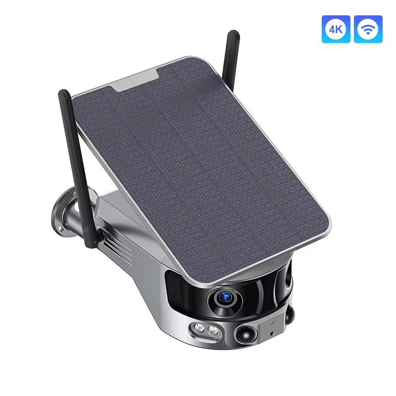 8MP Optical Zoom Ultra Wide View Angle Dual Lens IP WIFI 4G PTZ Two Dual Lens Camera 4K Dual Lens Trail Camera With Solar Panel