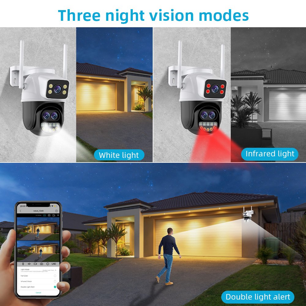 Icsee 9MP 8xZoom Dual Lens Wireless Ptz Camera Two-way Outdoor 6MP Dual Lens and Dual Screen camera Wifi 8x Dual Lens Ptz Camera