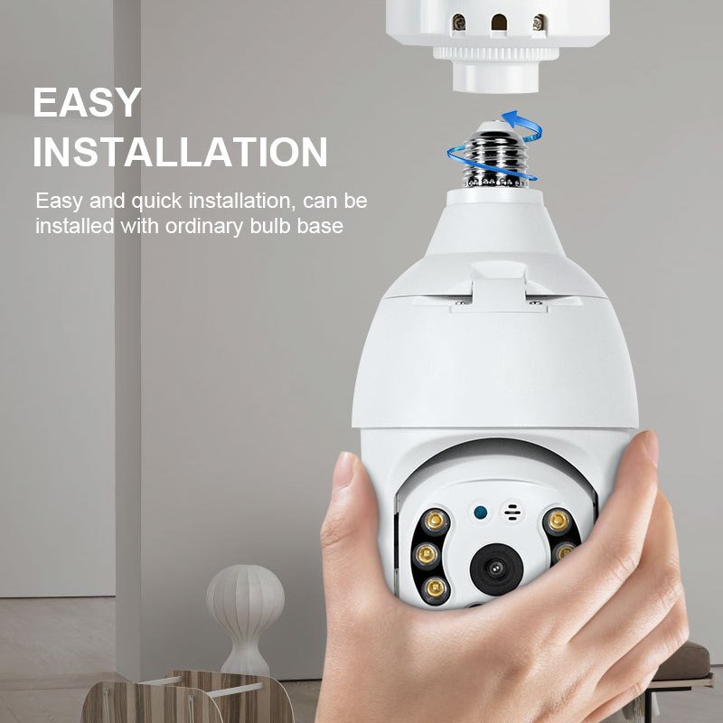 Home Smart Wireless Light Bulb Ip Hd 360 Degree Surveillance Ptz Security Wifi Cctv Network Camera