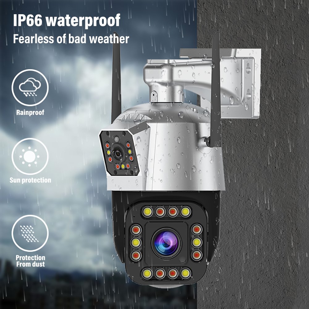 WIFI 4MP 3X Zoom PTZ Three Lens Security Camera AI Human Detect Audio Water proof Network Cameras outdoor