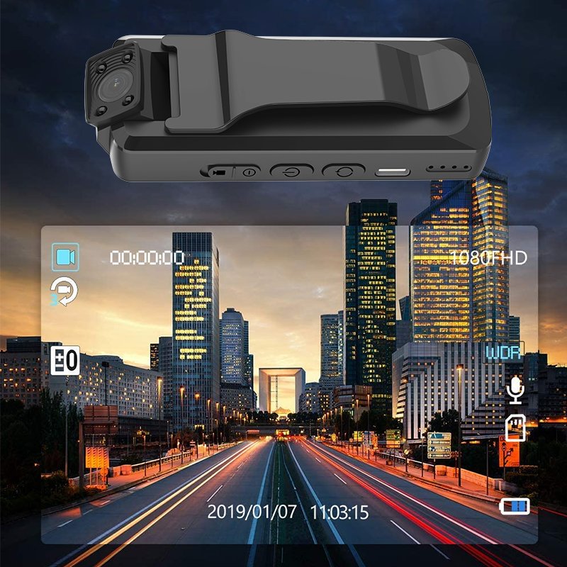 1080P Body Worn Mini Camera Rotatable Lens Night Vision Body cam for Law Enforcement Riding Vlog Travel
