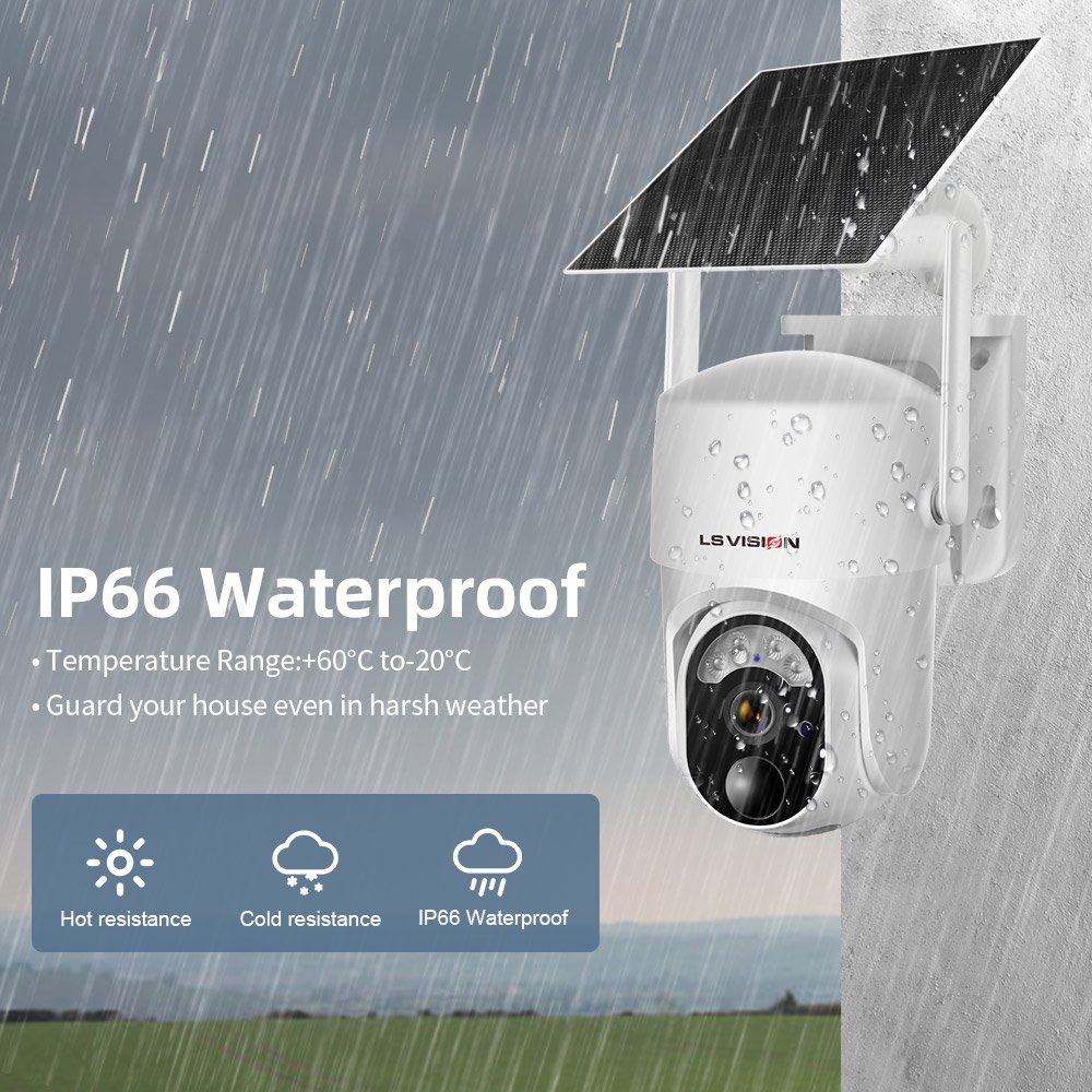 LS VISION Camera Surveillance Outdoor 4G Network & Wifi Camera Solar Powered Battery Camera