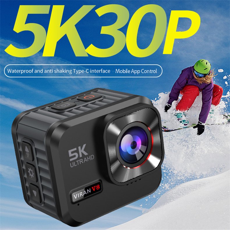 100% factory direct VIRAN New Waterproof 5k 30fps waterproof IP68 wifi Action Camera mini