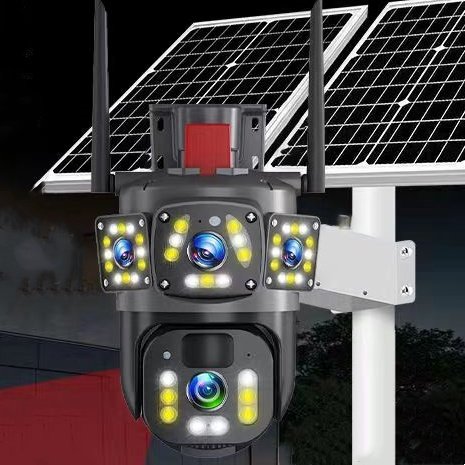 Three eyes 4G V360 solar monitor 360 degree mobile phone remote outdoor night vision panoramic home high definition battery