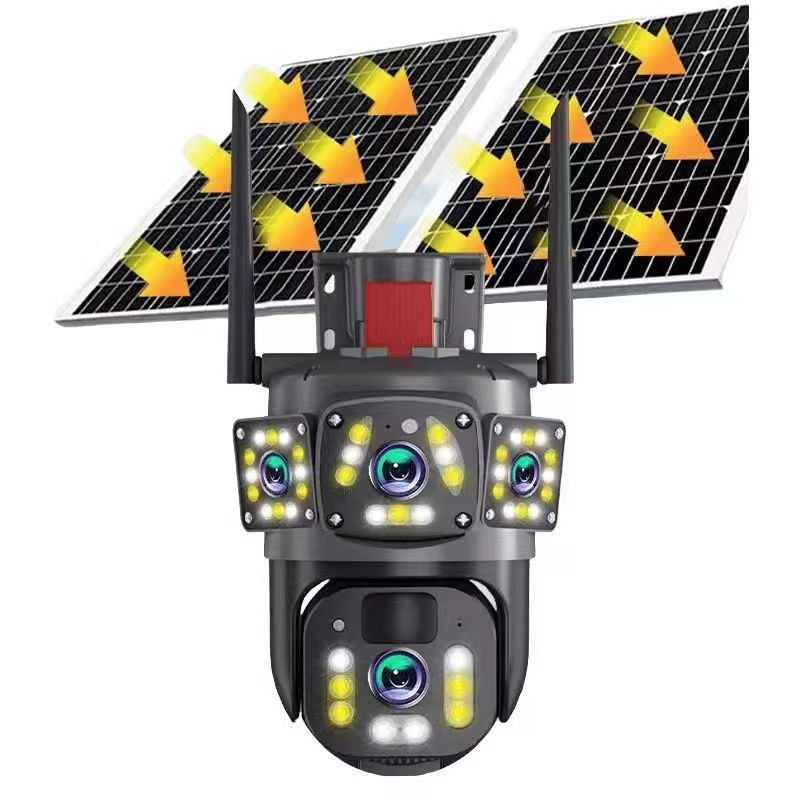 Three eyes 4G V360 solar monitor 360 degree mobile phone remote outdoor night vision panoramic home high definition battery