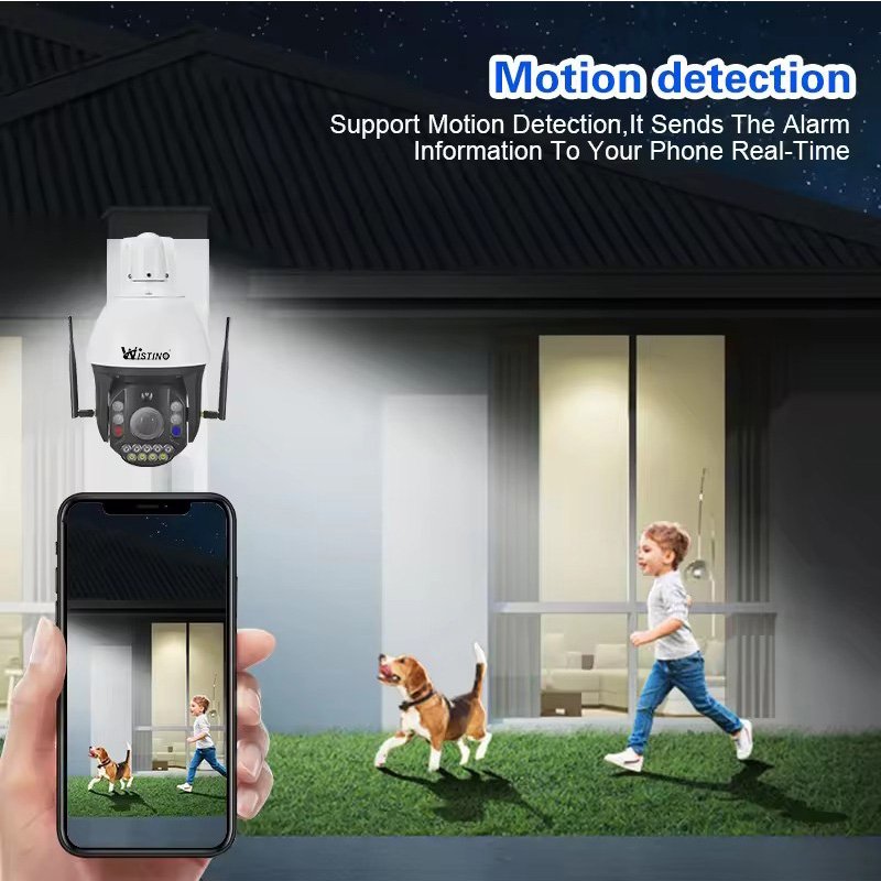 Wistino 4K HD 99X zoom network camera color night vision red and blue light alarm cctv security camera