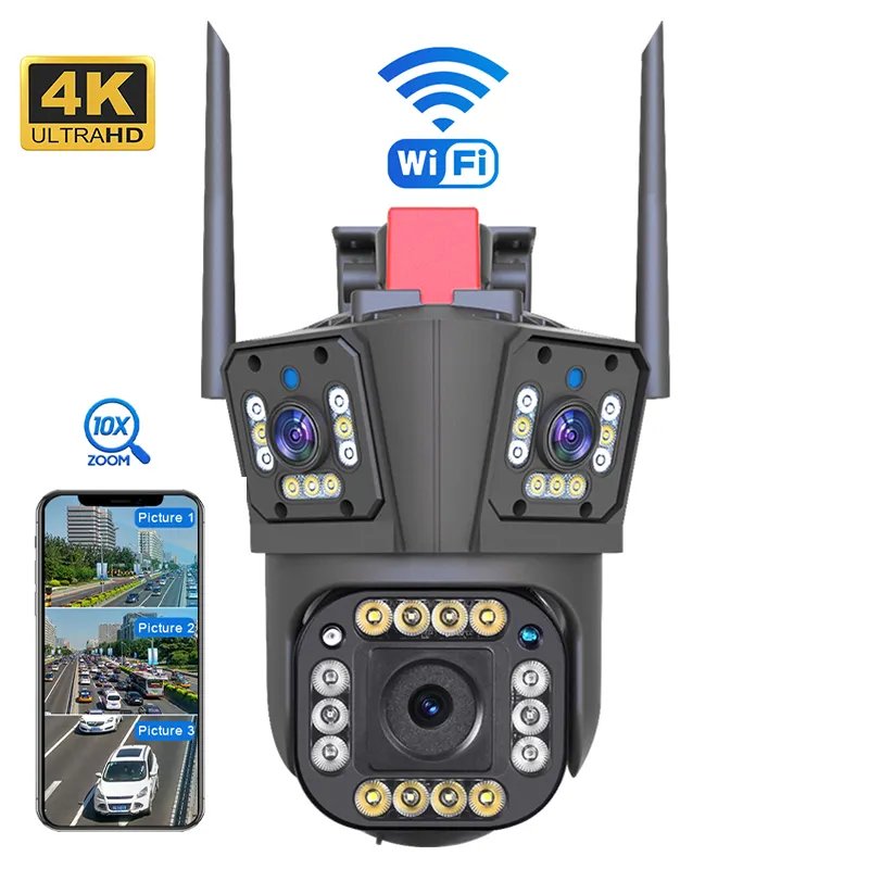 IPC360 Home 3 Lens 4K 10X Zoom Security Camera Panoramic Human Detection Night Vision Dual Intercom IP Network WIFI Camera