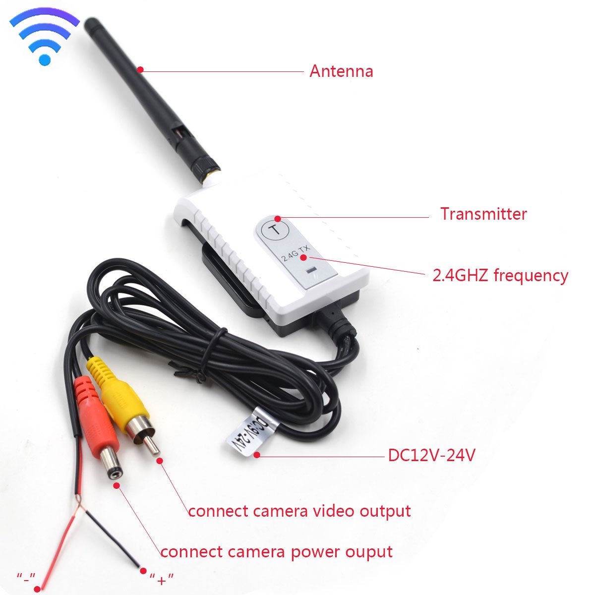 Analog 2.4G Wireless Transmitter and Receiver for Universal Car Monitor and Car Camera Stable Signal