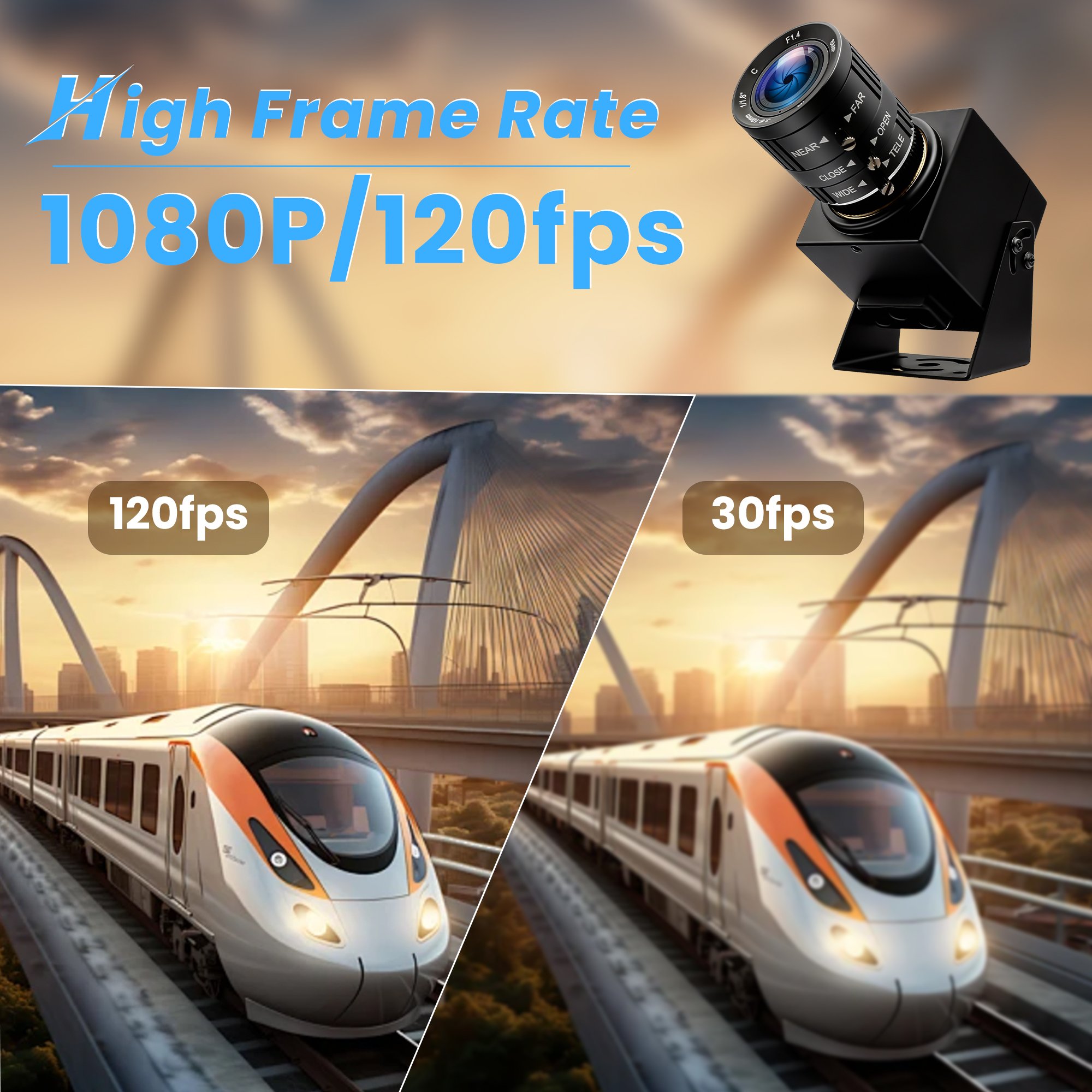ELP 11.6MP High Speed USB Camera 1080P 120fps 4K 30fps Webcam IMX577 Drive-free MinI Zoom Webcamera with 3.6-10mm Varifocal Lens