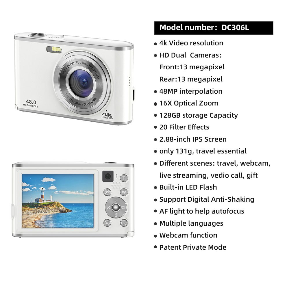 Old Fashion Retro Style Retro Cameras 44MP HD Digital Mini Mirrorless Cameras for Vlogging
