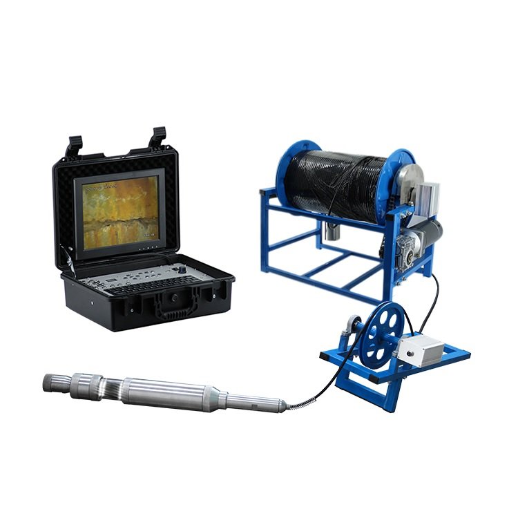 200m Electric Winch 73mm Diameter Borehole Inspection Camera cctv For Well Analog Signal High Resolution Borehole Camera
