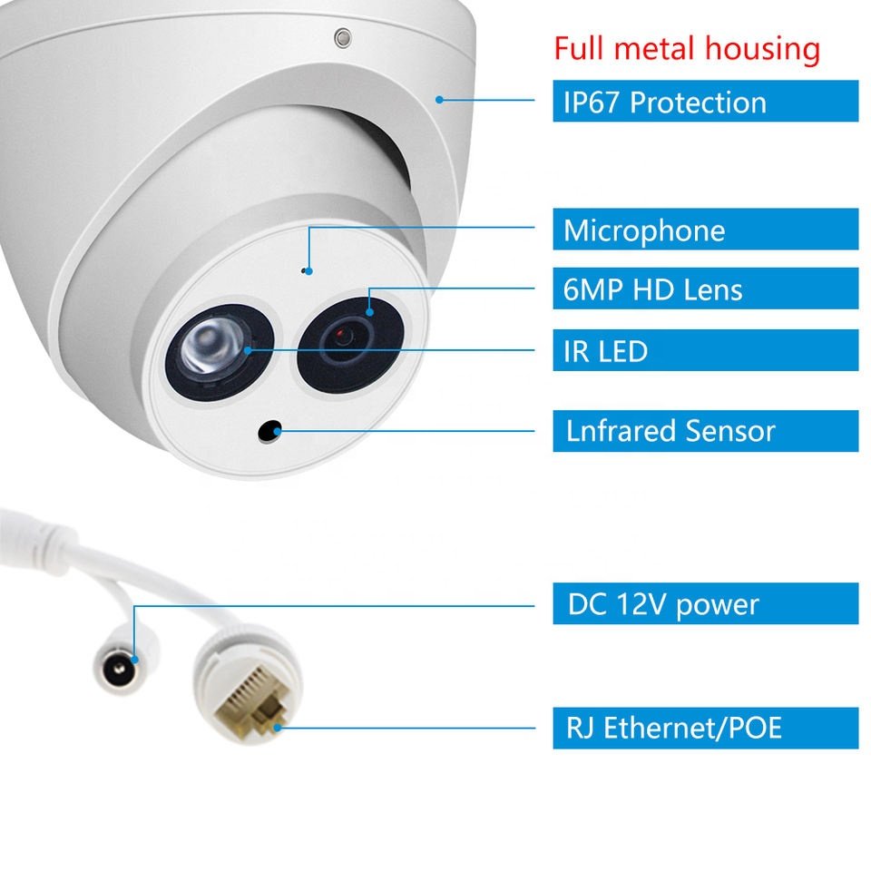 OEM Da hua Wholesale indoor outdoor 2MP 3MP 4MP 5MP 6MP 8MP Dome turret Bullet Fisheye Eyeball PTZ POE IP security camera
