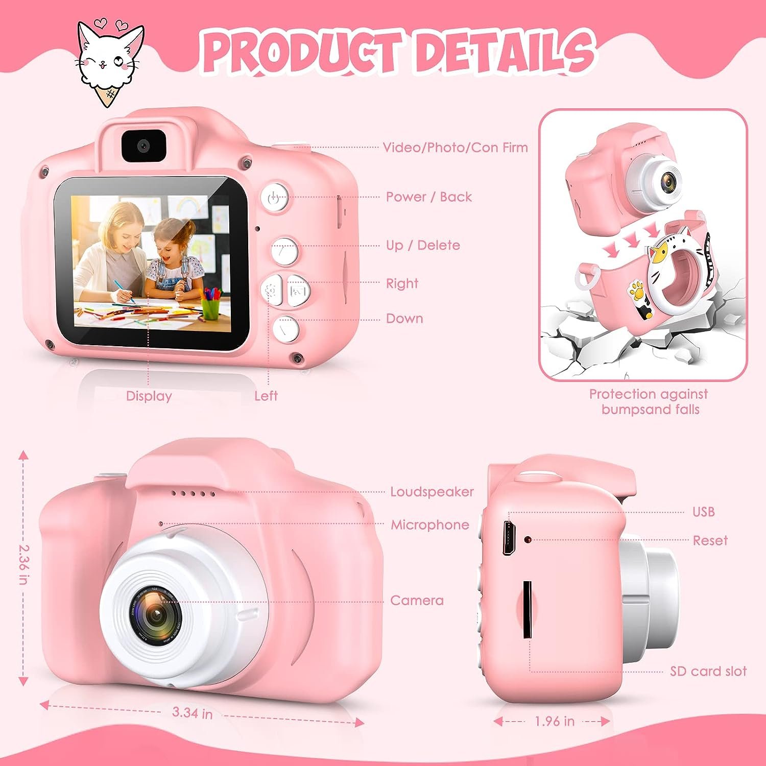 HD Kids Camera Digital Camera for Boys Girls Child as Birthday Christmas Gift Mini Cheap Kids Digital Camera