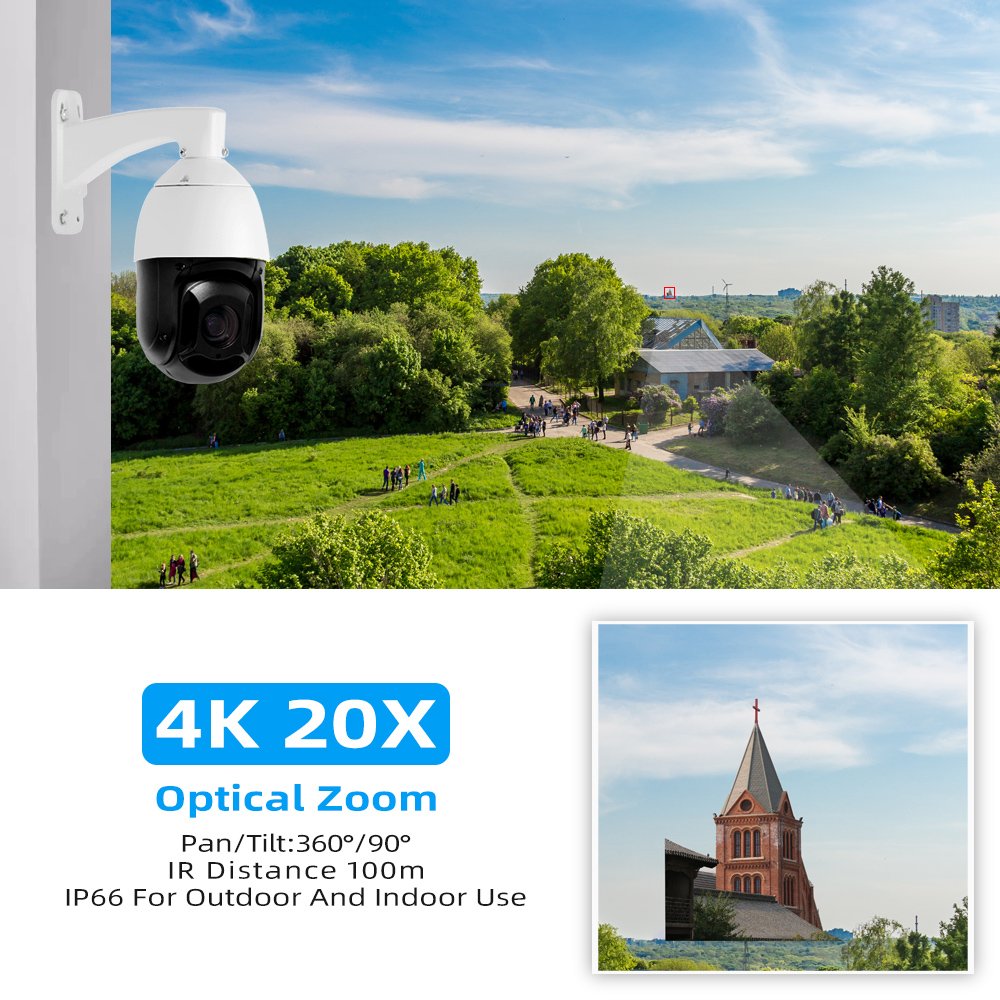 4k 8mp Ptz Poe Ip Camera 20x 30x Optical Zoom Outdoor Cctv Security Ptz Camera Night Vision 100m H.265 P2p View Network Camera