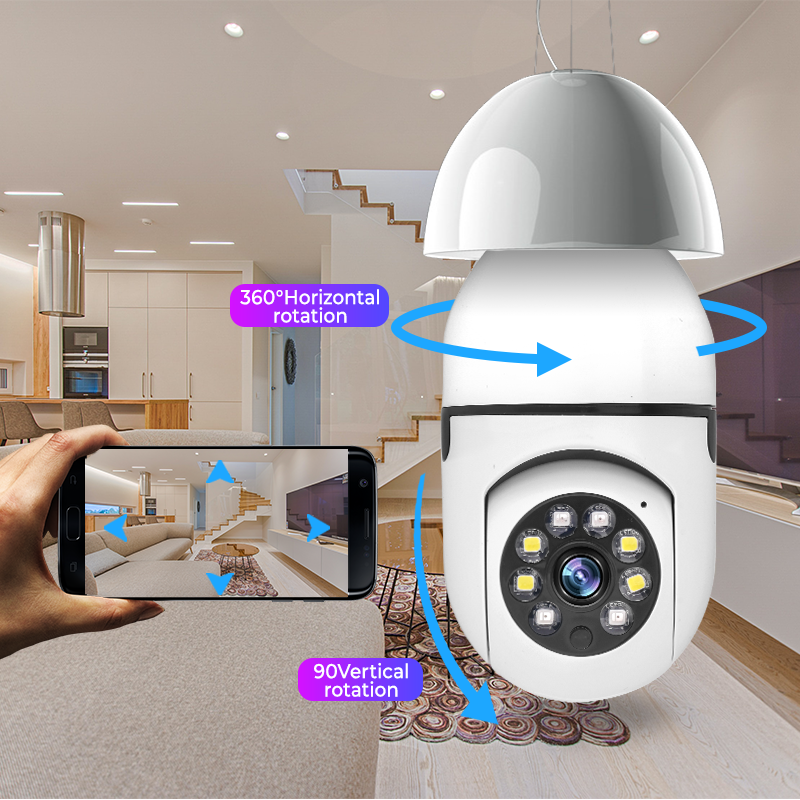 Factory hot selling 360 degree CCTV bulb camera wifi network camera bulb 480P light bulb WIFI camera