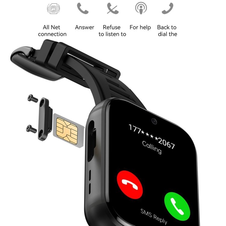 2024 RAM 4GB ROM 64GB 1.99 Inch 4G Call Smart Watch GPS Wifi Dual Camera SIM Heartrate Testing Waterproof Sports Men Smartwatch
