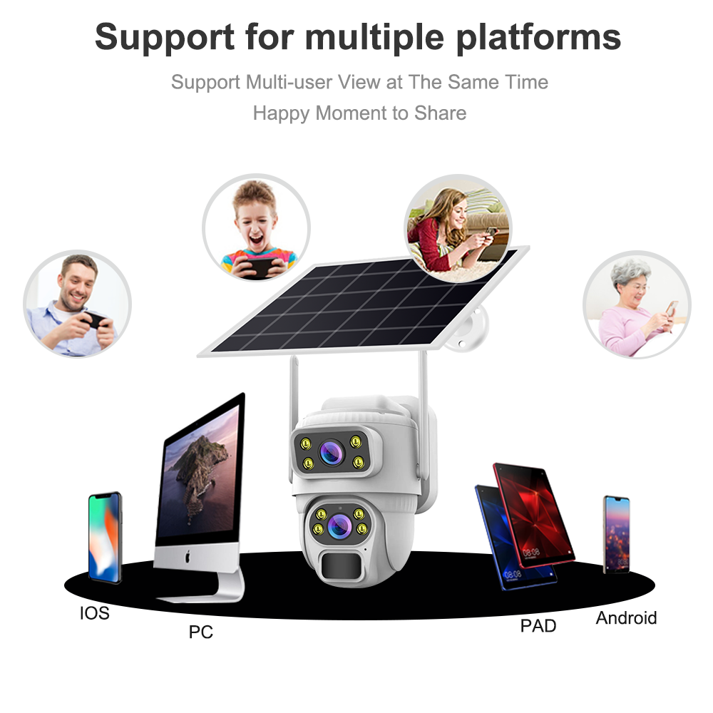 V380 Pro 4K 8MP 4G Dual Lens Solar Camera WIFI Solar Powered Rechargeable Outdoor Waterproof V380 Pro Solar Camera