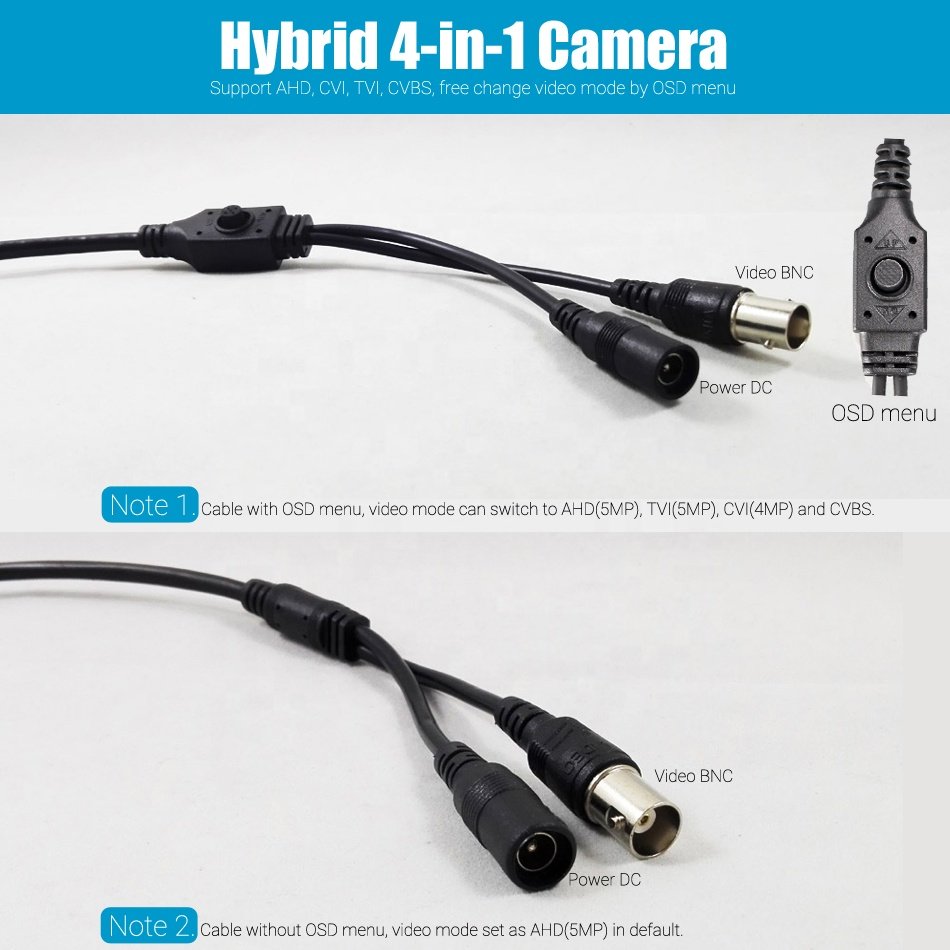 Analog Video Surveillance HD Security Camera AHD 5mp High Resolution Indoor Outdoor Waterproof IR CCTV Camera with IR-CUT OSD
