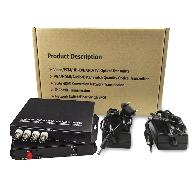 4 Channel Digital Video Optical Fiber Media Converters Transmitter/Receiver For CCTV Analog Camera CVBS Camera