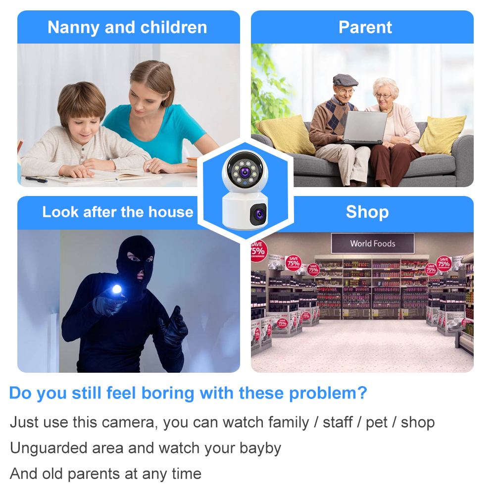 V380 4G Dual 4MP Lens Indoor PTZ Security Camera Wireless Auto-Tracking 360 Degree Video Baby Monitoring Full Color Night Camera