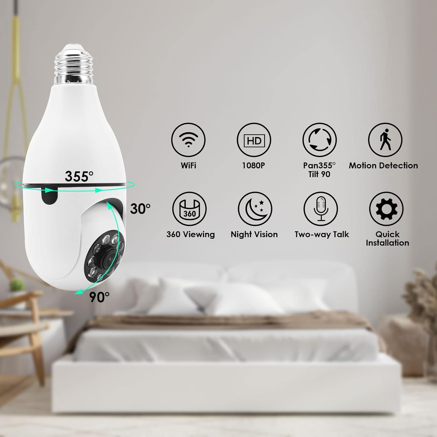 Factory Direct Sale Light Bulb Mini Security Camera For Home Camera System Wifi Wireless