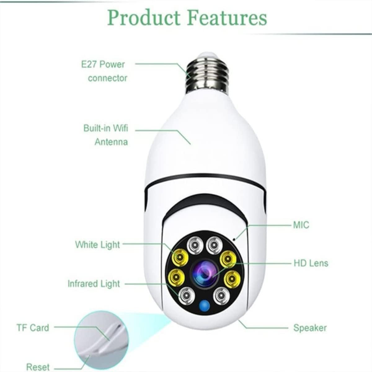 Factory Direct Sale Light Bulb Mini Security Camera For Home Camera System Wifi Wireless