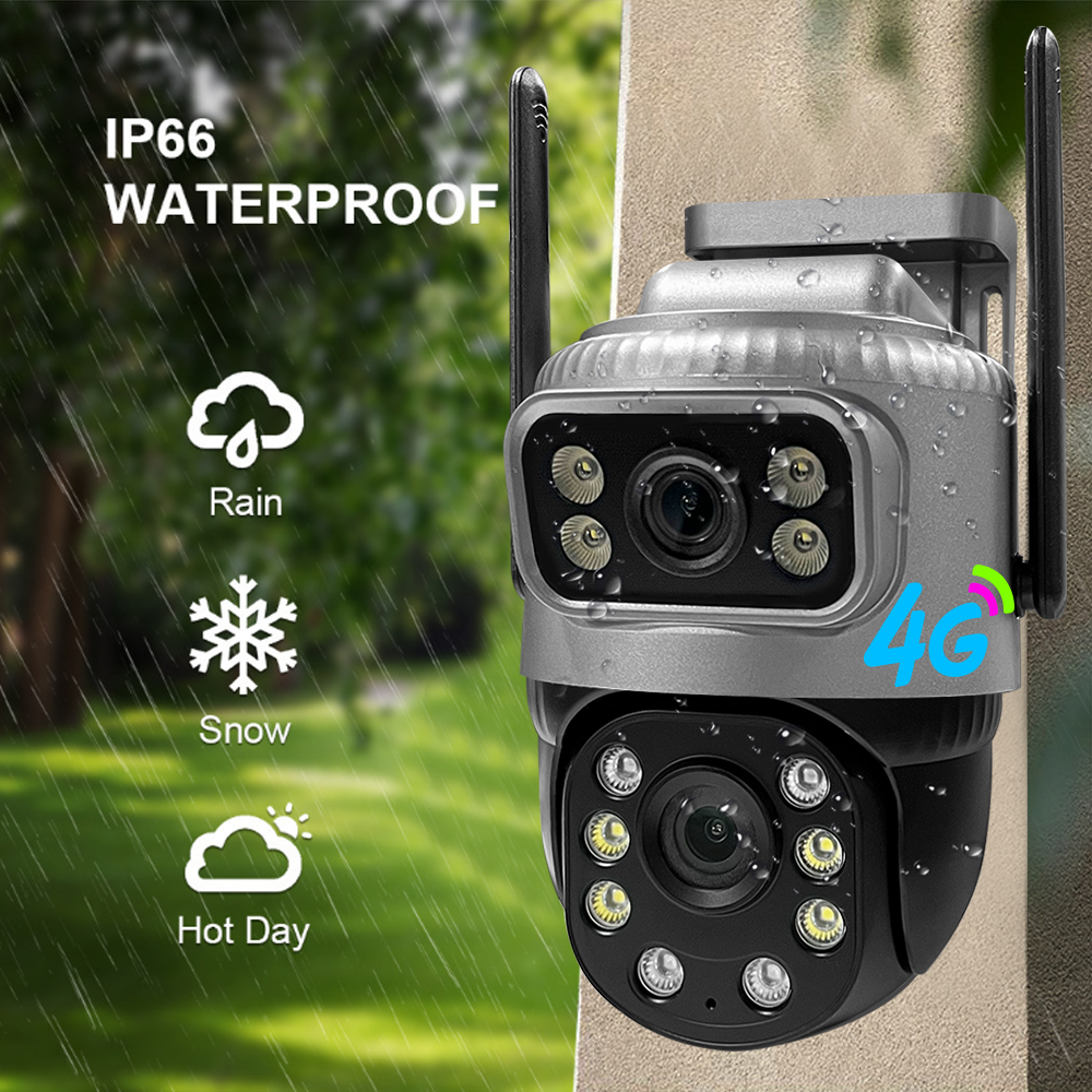 4G Camera 2K 200W + 200W Dual Lens Network Camera Wifi Outdoor Indoor Home Camera Security Motion Detection