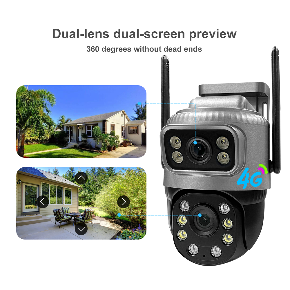 4G Camera 2K 200W + 200W Dual Lens Network Camera Wifi Outdoor Indoor Home Camera Security Motion Detection