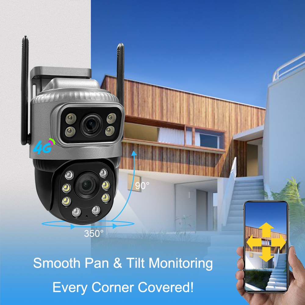 4G Camera 2K 200W + 200W Dual Lens Network Camera Wifi Outdoor Indoor Home Camera Security Motion Detection