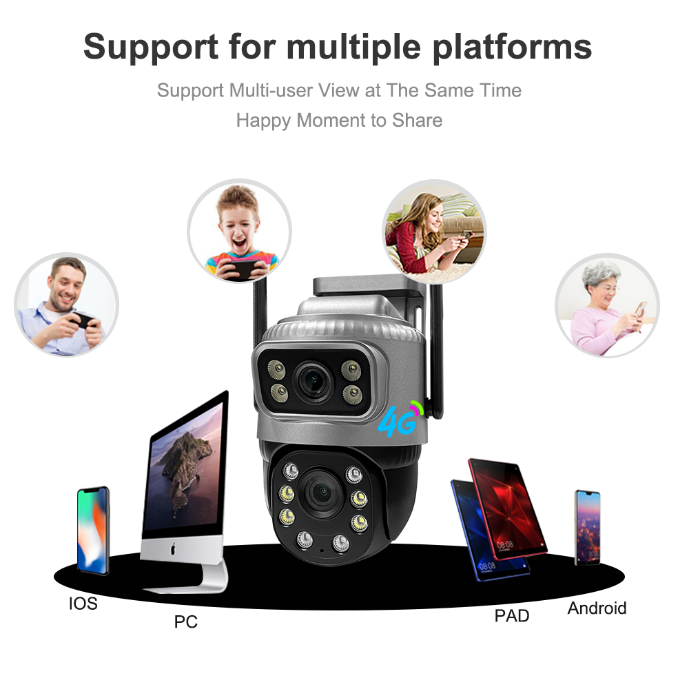 4G Camera 2K 200W + 200W Dual Lens Network Camera Wifi Outdoor Indoor Home Camera Security Motion Detection