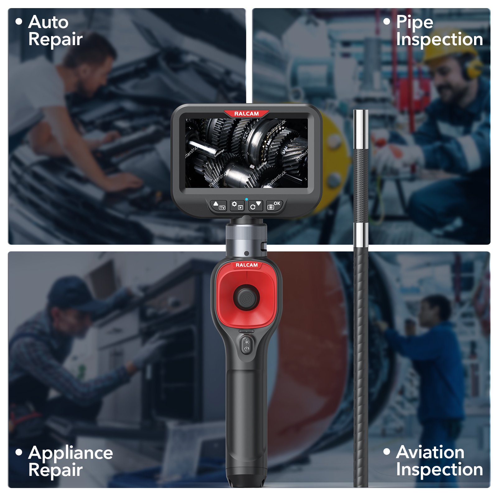 4 Way 6mm lens 1080P Automotive Borescope 4.3" Ips Lcd Monitorcar Inspection Machine Endoscope Camera With Rotation
