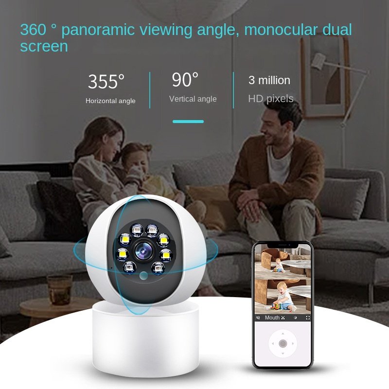 Indoor wireless camera 360 panoramic home HD Night Vision Mobile phone remote monitoring WIFI network monitor