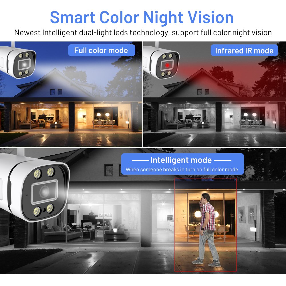 Camhipro Wireless 4G Sim Card Bullet Camera IP66 Outdoor Wifi IP Network Camera Human Detection Full Color Night 2way Audio
