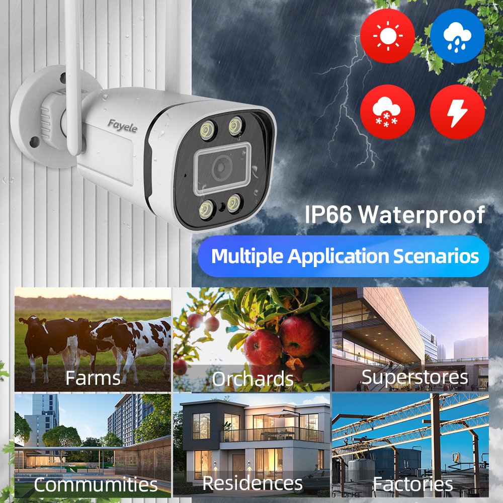 Camhipro Wireless 4G Sim Card Bullet Camera IP66 Outdoor Wifi IP Network Camera Human Detection Full Color Night 2way Audio