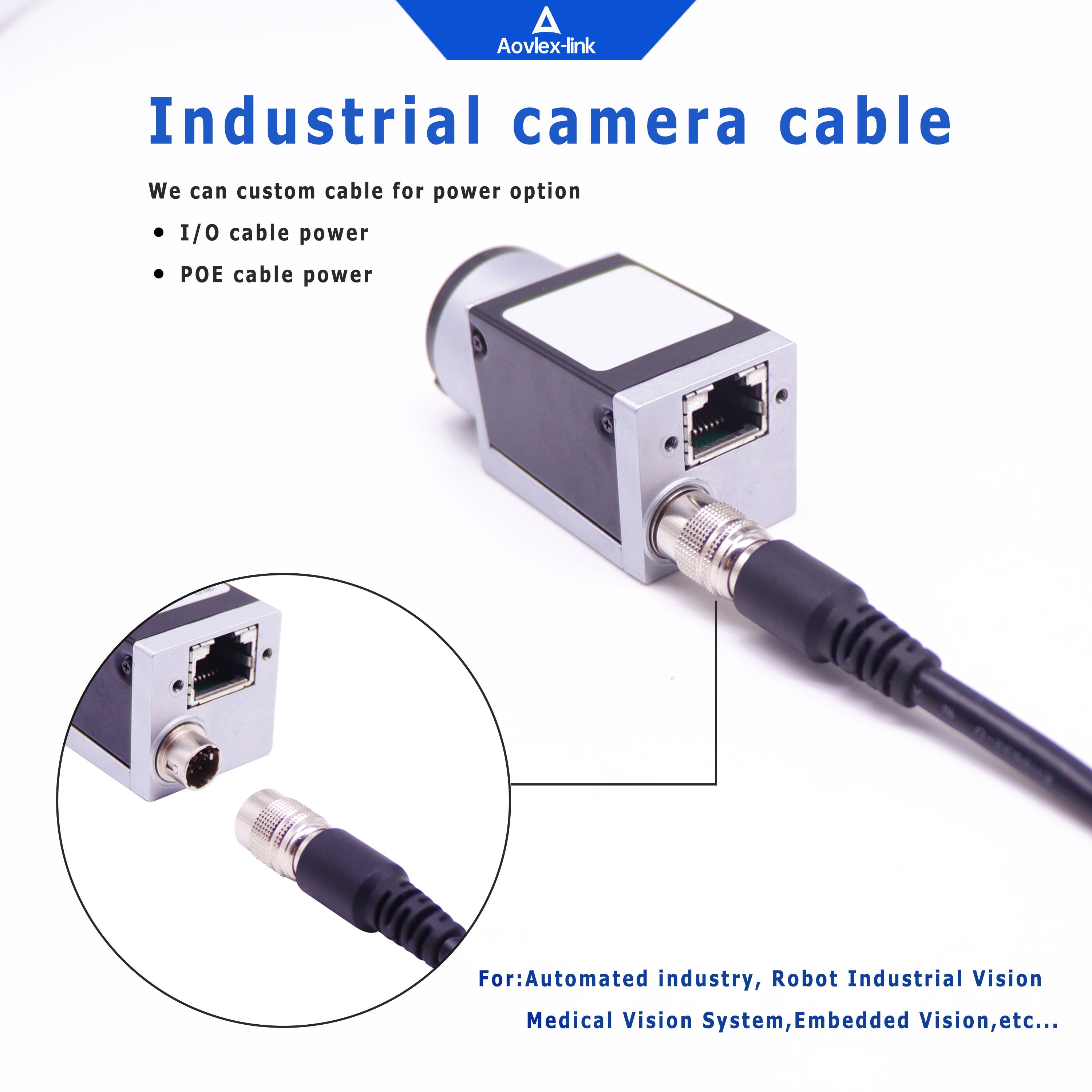 I/O power cable HRS 6pin plug female analog industrial camera cables machine vision cable