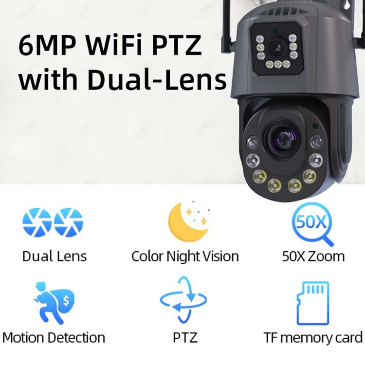 Rscamtom 6k icsee 50x Zooming Wireless 4G CCTV Camera Night Vision Audio Alarming Outdoor Waterproof Network Camera