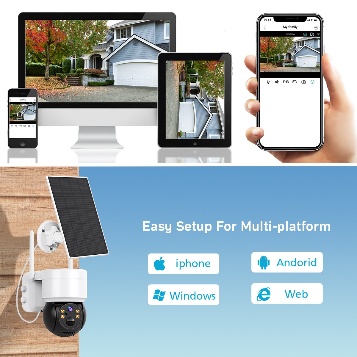 Anboqi Cctv Camera Dual Lens Wireless Outdoor Security Camera Solar Wifi 4g 2mp Night Vision Ptz Dome Camera