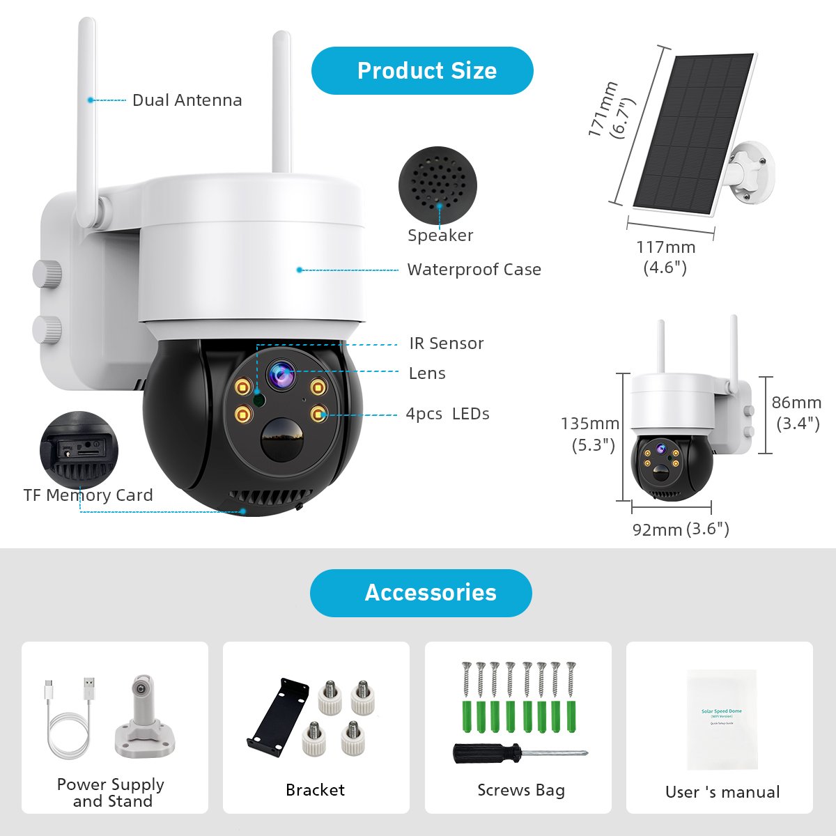 Anboqi Cctv Camera Dual Lens Wireless Outdoor Security Camera Solar Wifi 4g 2mp Night Vision Ptz Dome Camera