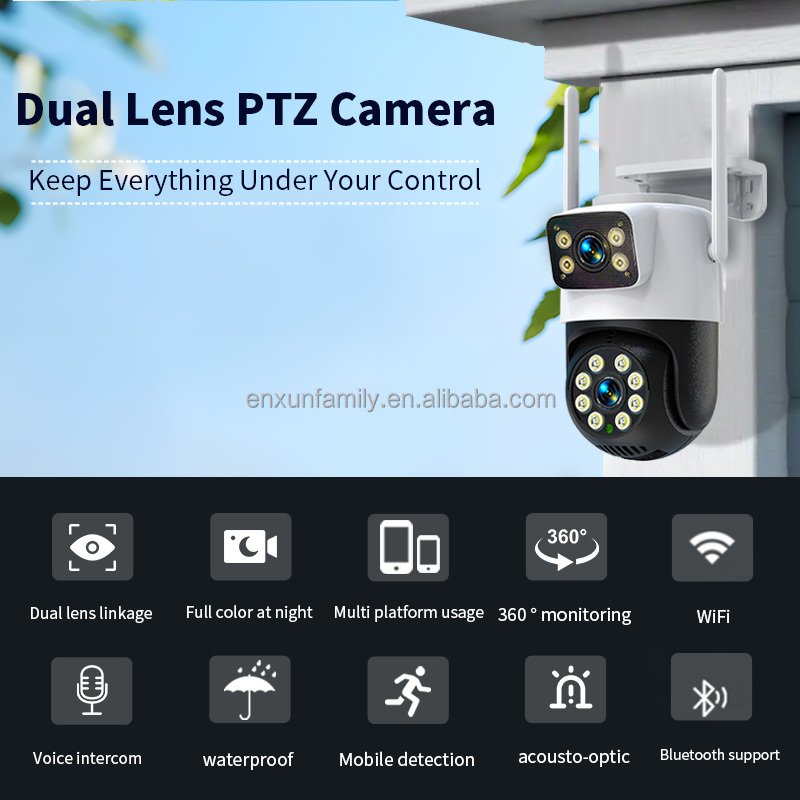 6mp Outdoor Wireless Dual Lens Network Ptz Camera cctv 6mp Auto Tracking supervisory 4mp 1080p Wifi Dual Lens cctv Camera