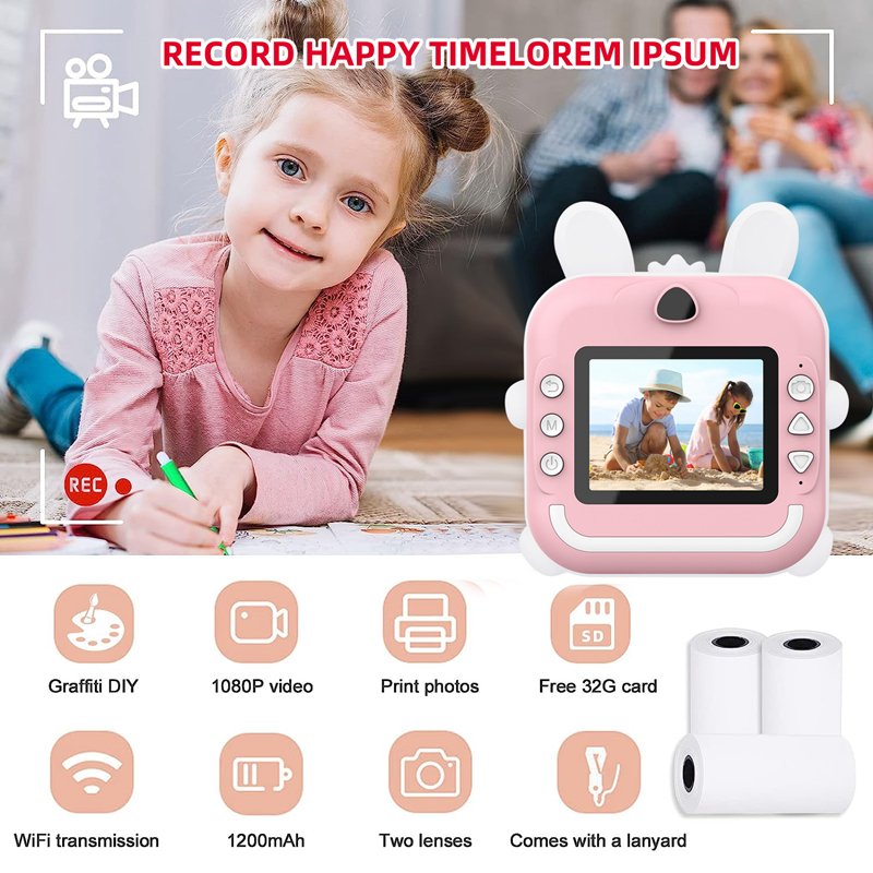 2024 Brand New Children Print Camera HD Mini Camera With Thermal Photo Paper Digital Instant Print Camera
